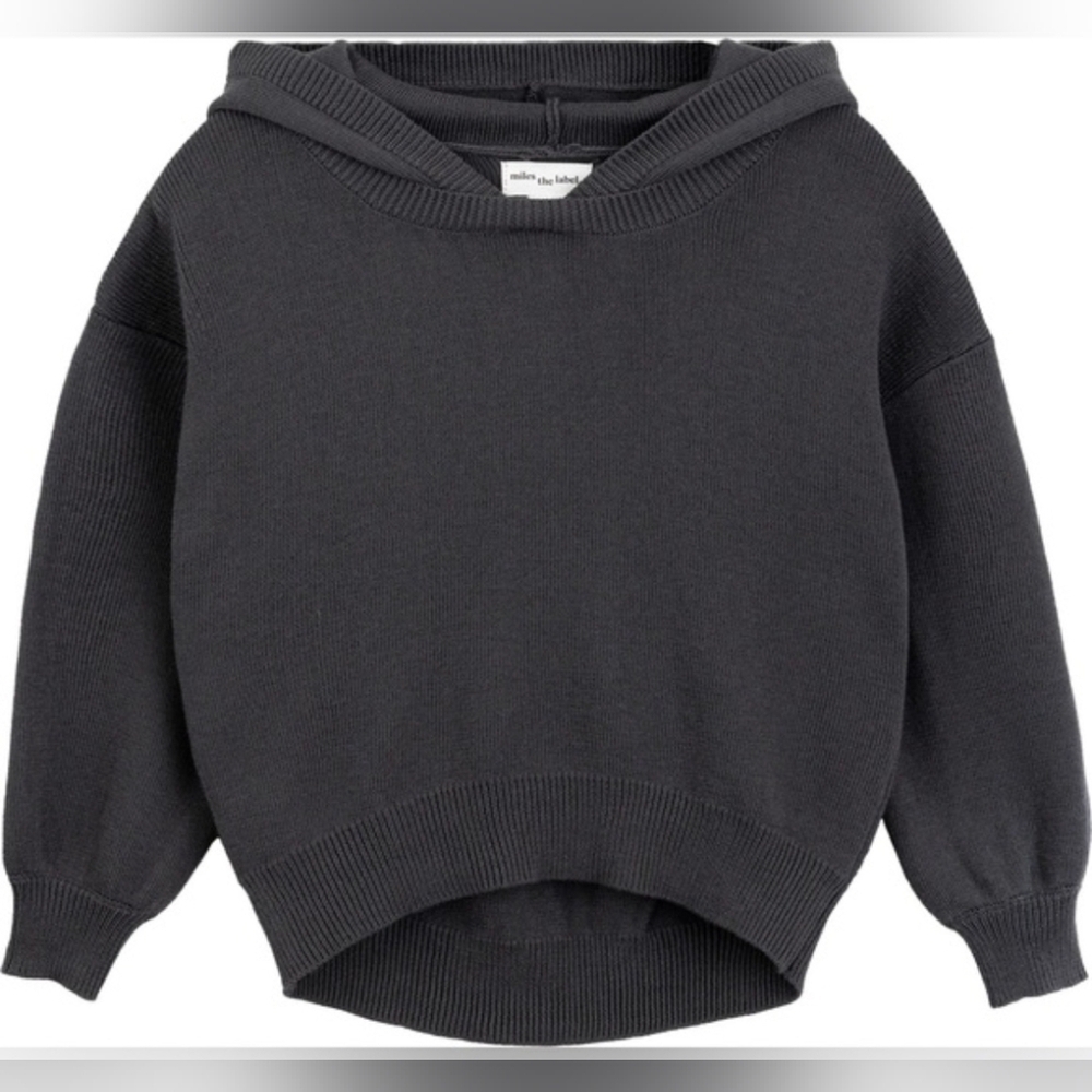 Miles The Label Super Soft Grey Girl Knit Hoodie Size 5-6y